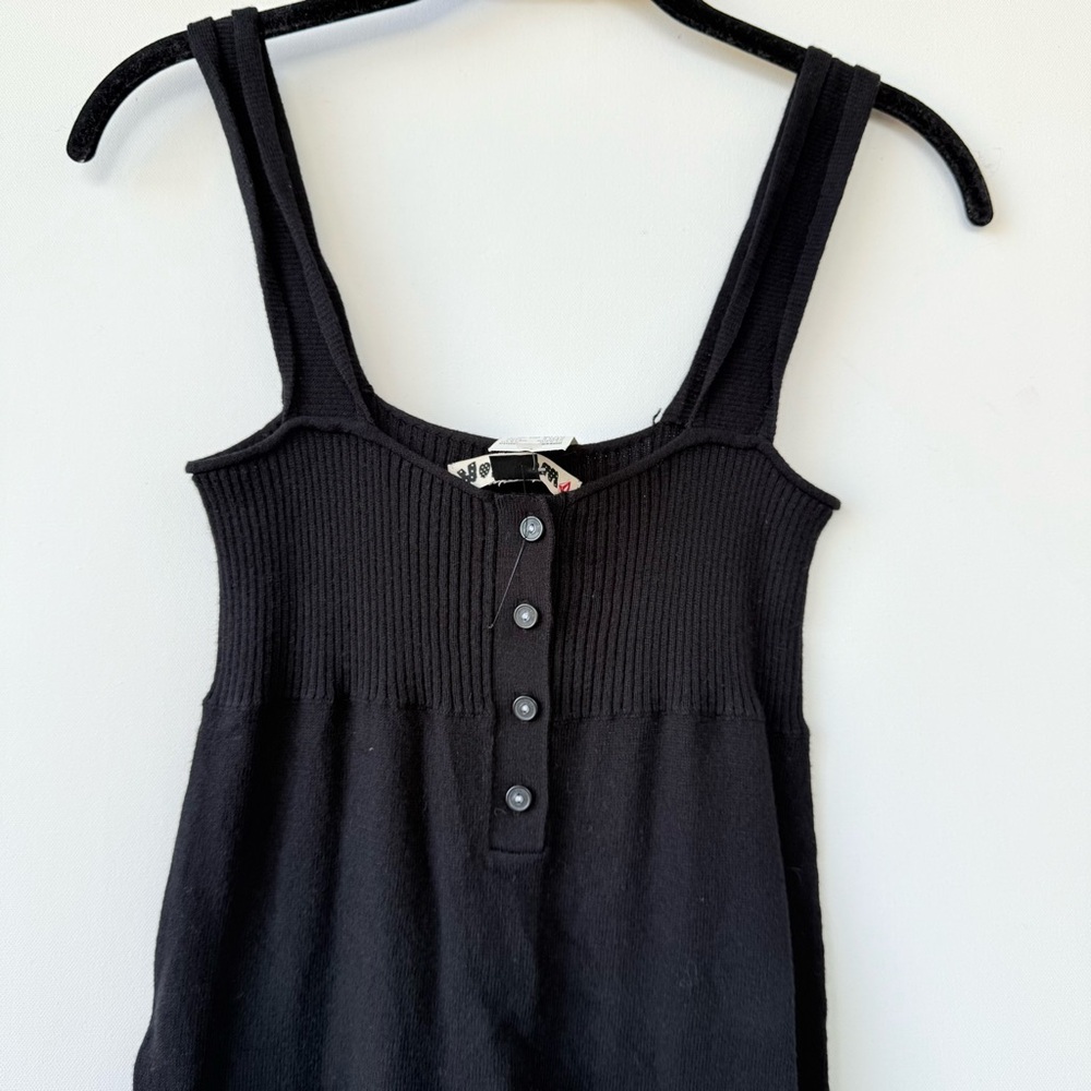Volcom Black Ribbed Mini Dress with Button Front - Picture 6 of 9
